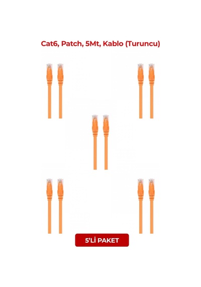 S-lınk Sl-cat605tr, Cat6, Patch, 5mt, Kablo Turuncu 5li Paket