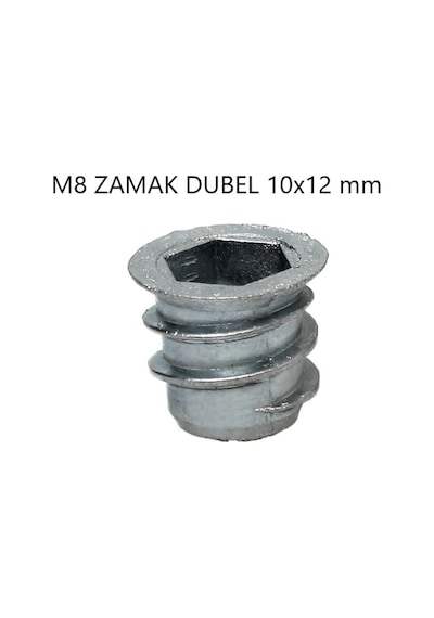 Metal Dübel Ahşap Mobilya Bağlantı Elemanı Zamak Vida Yuvası M8-13x20 10 Adet