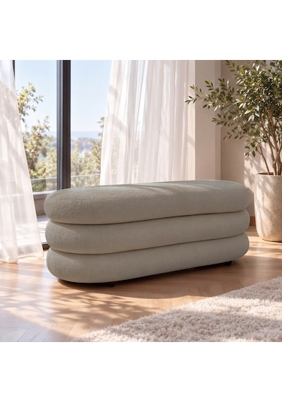 İnarch Dizayn Naturis Sandıklı Bench Depolama Alanlı Modern Puf Sütlü Kahve Sütlü Kahverengi