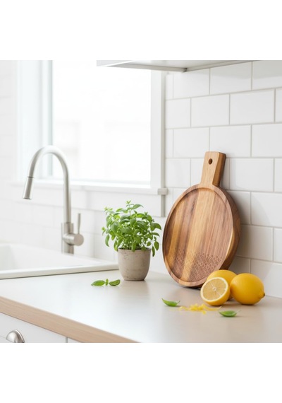 Deconox Doğal Akasya Ahşap Ayaklı Sunum Standı 23.5x18 Cm Dikdörtgen Banyo Tezgahı Düzenleyici, Mutfak Sabunl Diğer
