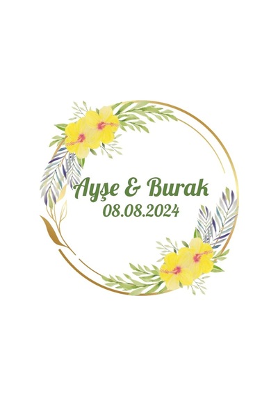 Kırmızı Ve Yeşil Kış Meyveli Etiket Kına Nişan Düğün 3x3 Cm Özel Etiket / 50 Adet Sticker Beyaz