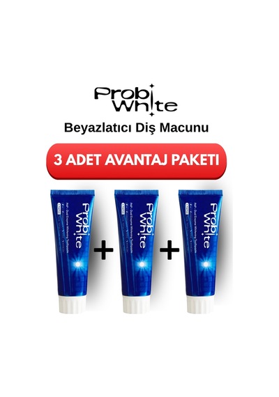 Probiwhite Beyazlatıcı Diş Macunu-pap Teknolojili,mikro Hidroksiapatit+enzim Formül,vegan - 3'lü Paket