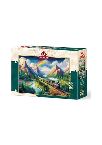 260 Parça Renkli Tren Ve Dağ Manzaralı 48 X 34 Cm Boyutunda Puzzle Keyifli Hobi Deneyimi