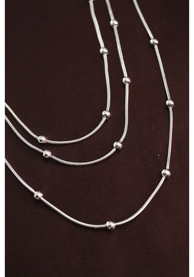 Gümüş Renk Minimal Topçuk Model Çoklu Kolye - Ebj251219w38785 Renkli