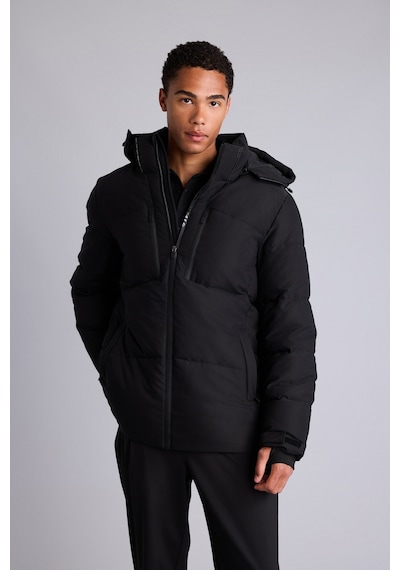 Defacto Su İtici Rüzgar Geçirmez Slim Fit Kapüşonlu Fermuarlı Cepli Kışlık Mont A3519ax26wnbk81 Siyah-bk81