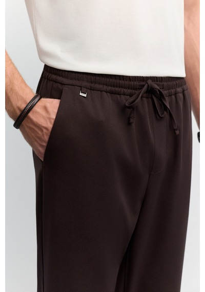 Avva Erkek Kahverengi Beli Lastikli Bağcıklı Kolay Ütülenen Relaxed Fit Jogger Pantolon A62y3041 Kahve
