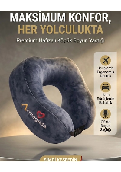 Kalpli Armegeda Visco Seyahat Yastığı 212 Özel 14 Şubat Serisi Mor Antrasit