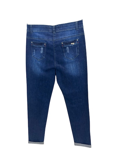 Büyük Beden Fermuarlı Denim Kadın Pantolon Lacivert