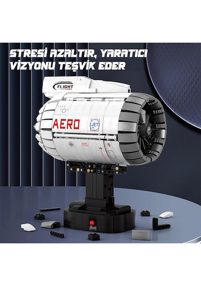Reobrix Technic 33019 Uçak Motoru Aircraft Engine Batarya&motorlu Yaratıcı Yapı Blok Seti Building Blocks - 1813 Parça