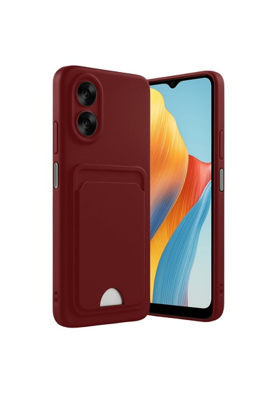 Uryport Oppo A38 Kılıf Kelvin Kartvizitli Silikon - Bordo Çok Renkli
