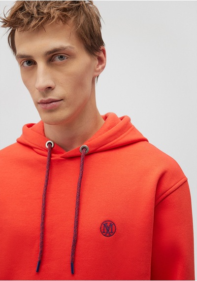 Mavi - Mavi Logo Nakışlı Kapüşonlu Kırmızı Sweatshirt 065809-70481 Kırmızı