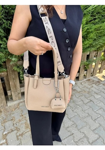 Just Polo Kadın Yeni Sezon Yumuşak Derili 4 Bölmeli Lüks El Ve Omuz Çantası Shopper Ebat: 28 X 20 Cm Vizon 04633048