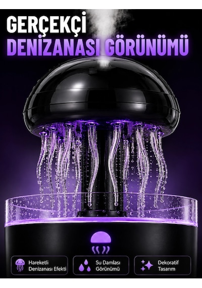 Mey İthalat Rgb Işıklı Denizanası Hava Nemlendirici Ultrasonik Buhar Makinesi 2h 4h 8h Zamanlayıcıl