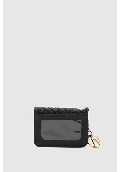 Shule Bags Wowen Örgü Deri Charm Kartlık Siyah