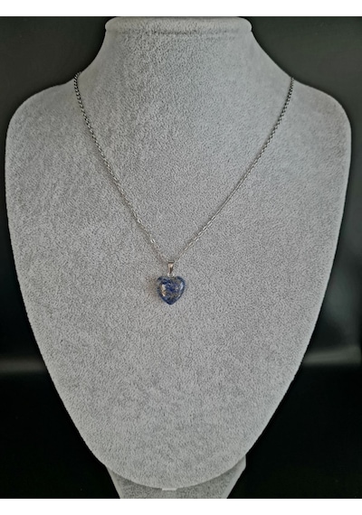 Sertifikalı Doğal Taş Lapis Lazuli Kalp Model Minimal Kolye Aaa Kalite Çok REnkli
