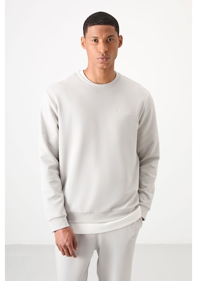 Tommy Life Taş Pamuklu Kalın Yumuşak Dokulu Comfort Fit Nakışlı Erkek Eşofman Takım - 85254 Taş Rengi Taş