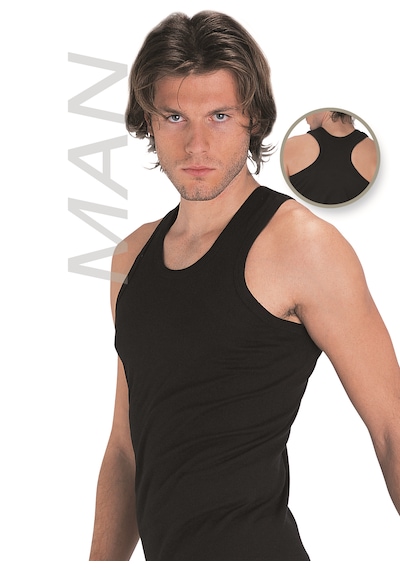 Güneri Underwear Erkek Siyah Ribana Atlet % 100 Pamuklu Body Atlet 3 Lü Paket 103-3s Siyah - Siyah