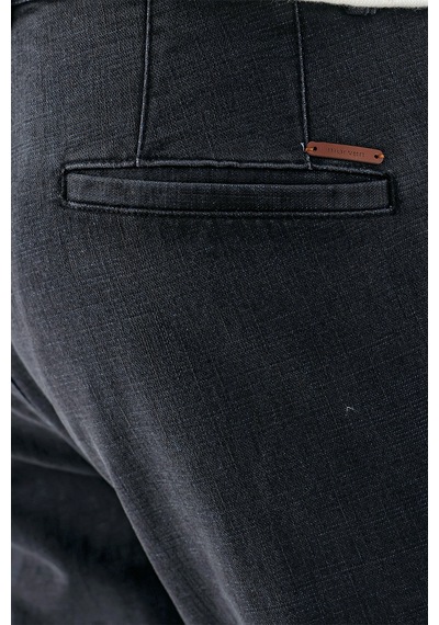 Morven Erkek Siyah Pamuk Yan Cep Dynamic Fit Chino Pantolon Siyah