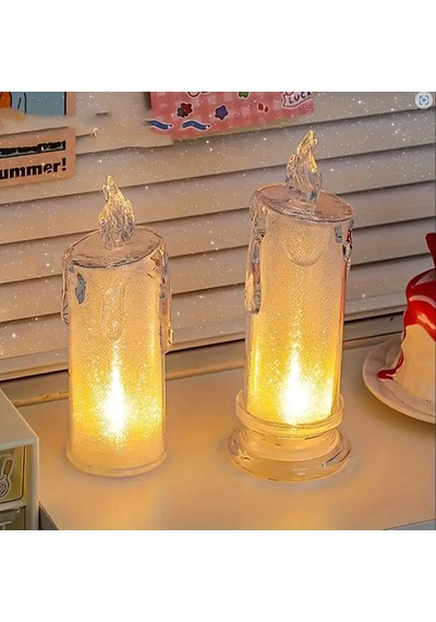 Led Alevsiz Mum Seti, 11 Cm Yükseklik, 4.7 Cm Çap, 2'li Pilli Sütun Tasarım, Ortam Aydınlatma Çok Renkli