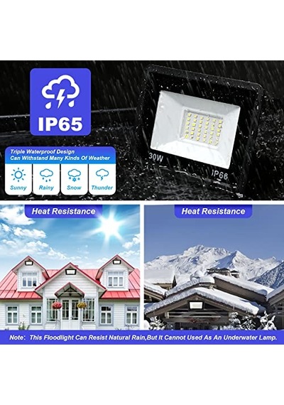 30w Led Spot, Dış Mekan 3000lm Led Duvar Spot Lambası, Dış Mekan Spot Işığı, Soğuk Beyaz 6000 K Su Geçirmez Diğer