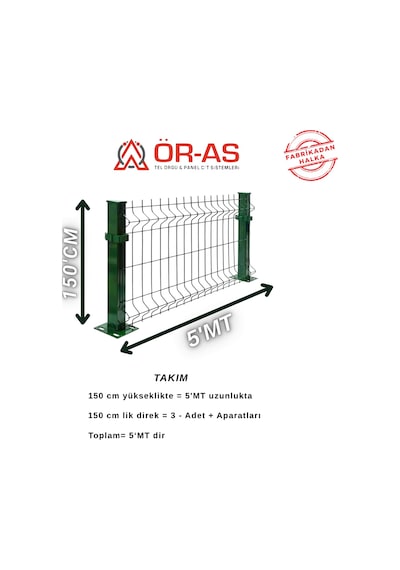 150'lik Panel Takım - 5 Mt + 1 Direk Avantaj Paket Yeşil Renk