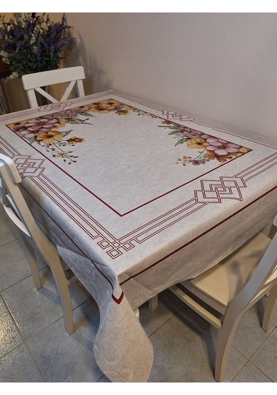 Dora Pano Elyaf Tabanlı Pvc Muşamba - Desenli Silinebilir 120 X 155 Hazır Masa Örtüsü Kmp38 Bordo