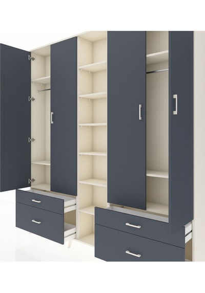 Arges Dolap 12 Raflı 4 Çekmeceli 2 Askılı 220x30x243 Aytaşı-antrasit/antrasit Antrasıt/antrasıt Arges Dolap 12 Raflı 4 Çekmeceli 2 Askılı 220x30x243 Aytaşı-antrasit/antrasit Antrasıt/antrasıt