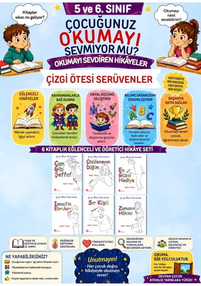 5.sınıflar İçin Okumayı Eğlenceli Hale Getiren 10'lu Hikaye Seti