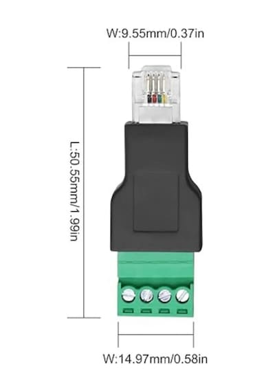 Rj11 6p4c To 4 Pinli Vidalı Klemens Dönüştürücü Adaptör