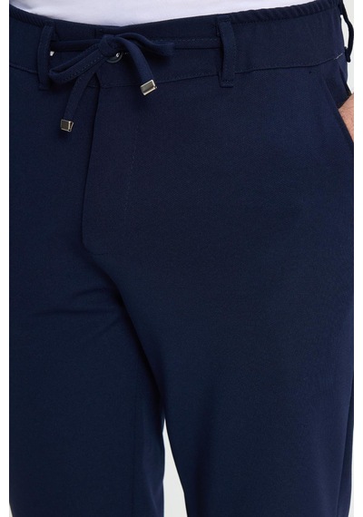 Tudors Erkek Slim Fit Dar Kesim Beli Lastikli Bağcık Detaylı Lacivert Pantolon-41666 Tudors Erkek Slim Fit Dar Kesim Beli Lastikli Bağcık Detaylı Lacivert Pantolon-41666