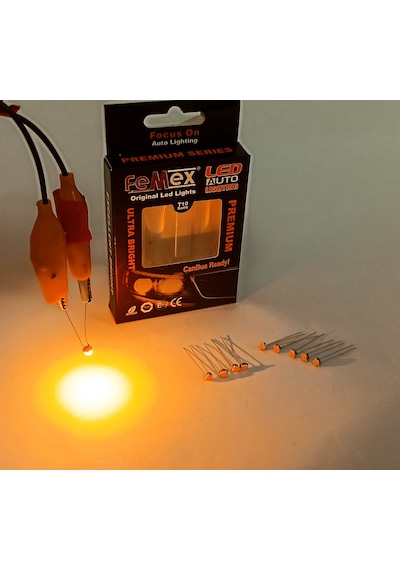 Femex Premium T5 T4 10'Lu İnce Bacaklı Kıl Led Mini Ampul Turuncu