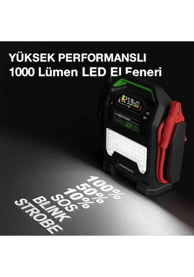 Lokithor J10000hd 12v/24v 10.000amp Lifepo4 Akıllı Akü Takviye + Powerbank + Led Lamba
