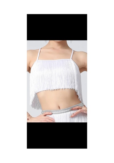 Moda2050 Beyaz Püsküllü İp Askılı Crop Büstiyer Beyaz Beyaz