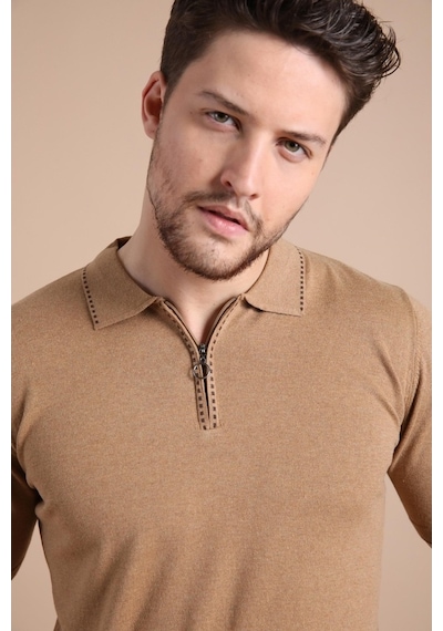 Ferraro Camel Polo Yaka Fermuarlı Erkek Pamuk Triko T-Shirt-Kahverengi (417942840) Kahverengi Ferraro Camel Polo Yaka Fermuarlı Erkek Pamuk Triko T-Shirt-Kahverengi (417942840) Kahverengi
