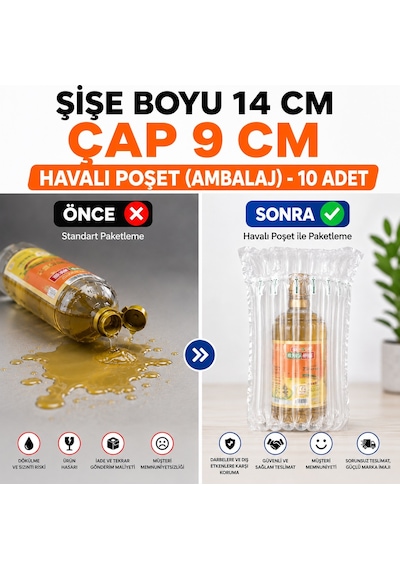 Havalı Poşet Ambalaj Şişe Boyu 14cm Çap 9cm - 20 Adet