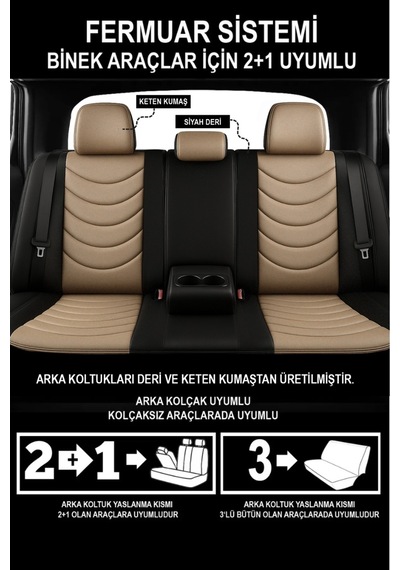 Naz Oto Panther Serisi Keten Kumaş Oto Koltuk Kılıfı- Dacia Sandero-stepway-duster Uyumlu