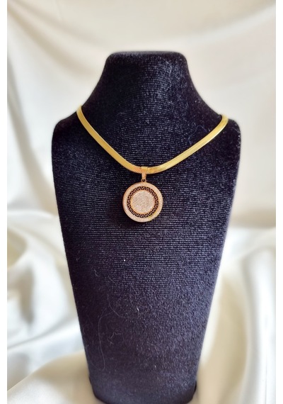 Zirkon Taşlı Madalyon Model Şık Çelik Kolye Gold - 682549640 Gold