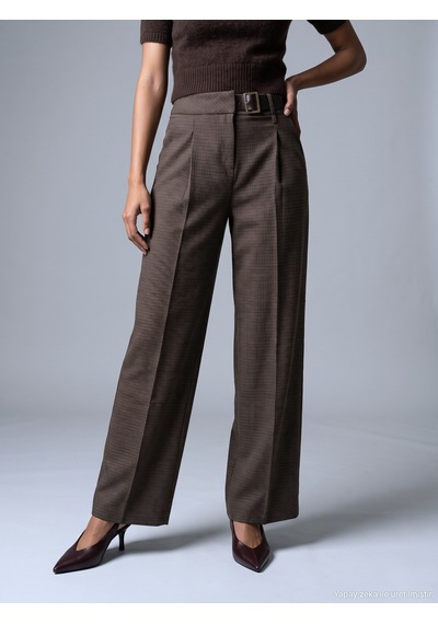 Dilvin 72794 Kemerli Geniş Paça Pantolon-kahve