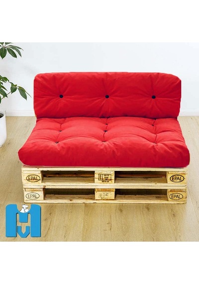 İç Mekan Yıkanabilir Balkon Teras Yer Minderi Takımı Ebat 80x60 Cm Kırmızı Çok Renkli