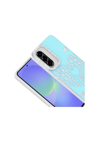 Maks Technology Samsung Galaxy Uyumlu A37 Kılıf Damla Taşlı Mkst Rivas Sert Pc Kapak - Mavi