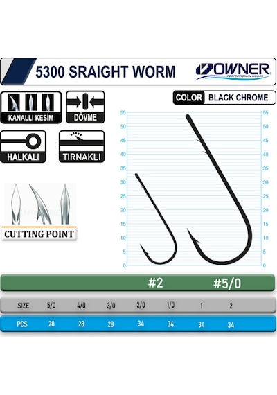Owner 5300 Straight Shank Black Chrome İğne