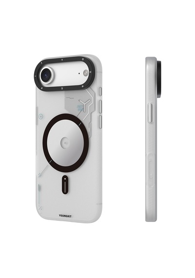 Apple Uyumlu iPhone 17 Air  Kılıf M-safe Şarj Özellikli Disk Desenli Youngkit Disc Battle Kapak Gri Gri