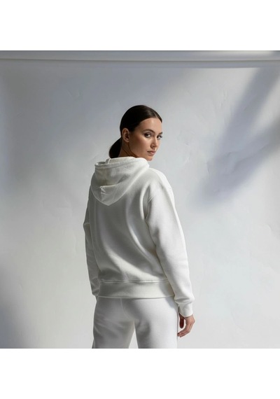Kazax 3 İplik Şardonlu Kapşonlu Hoodie Frm Beyaz P510437 Beyaz