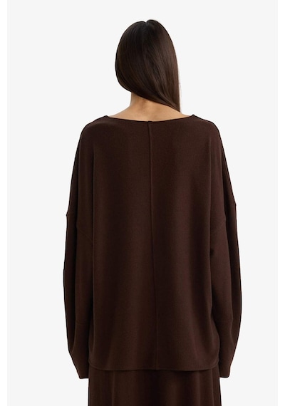 Defacto Relax Fit V Yaka Ribana Sweatshirt G6611ax25wnbn66 Kahve-bn66