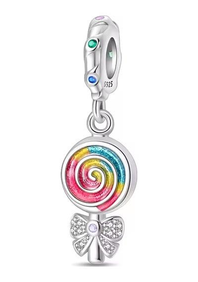Renkli Şeker Sallantılı Gümüş Charm