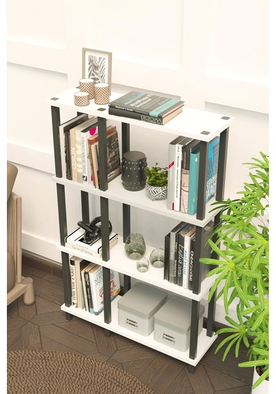 Mirada 4 Katlı Modern Kitaplık Dekoratif Çok Amaçlı Kitaplık Ve Organizer Çok Raflı Düzenleyici - Beyaz Beyaz Mirada 4 Katlı Modern Kitaplık Dekoratif Çok Amaçlı Kitaplık Ve Organizer Çok Raflı Düzenleyici - Beyaz Beyaz