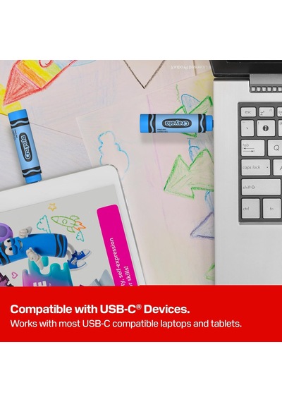 Sandisk 128gb Crayola Usb-c Flash Sürücü, Gök Mavisi - 300mb/s'ye