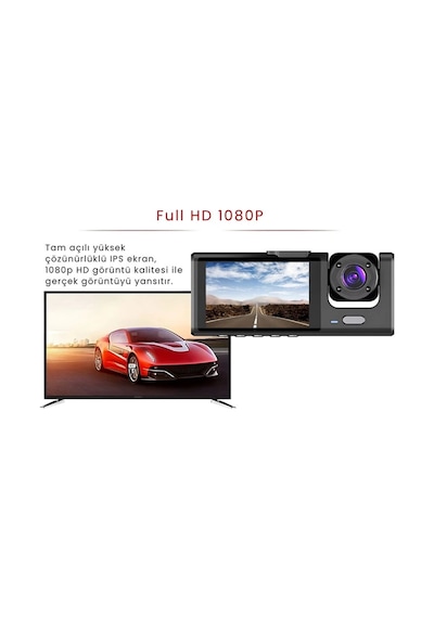 Buğz 1s Wifi / App /1920p Fhd/ 170 Ultra Geniş Açı/gece Görüş/ G-sensörü 3 Kameralı Araç Kamerası 2025