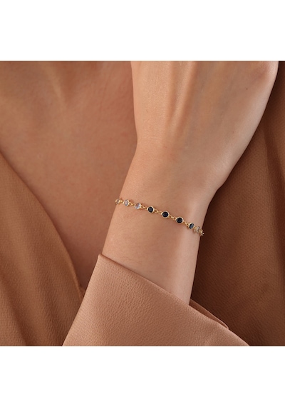 Queen Silver Jewelry 925 Ayar Gümüş Mavi Renk Geçişli Zirkon Taşlı Tamtur Bileklik Altın