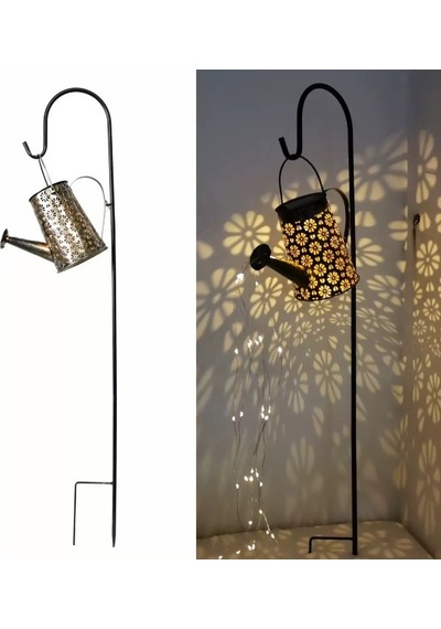 Güneş Enerjili Sulama Kovası Bahçe Aydınlatması Dekoratif Solar Led Şelale Efektli Dış Mekan Lambası